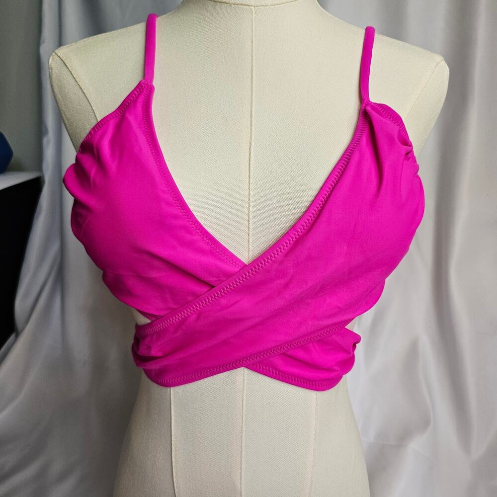 Cupshe‎ NWT M Hot Pink Criss-Cross Wrap 2 Piece Hi-cut Bikini